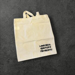👜 Jutebeutel – LINKE SOCKE, KEIN PLATZ FÜR RECHTS! Handgedruckt 42x38cm