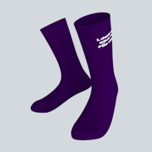 PreOrder -Bunt – LINKE SOCKE, KEIN PLATZ FÜR RECHTS! Lila/Weiß (42-46) – StatementSocken